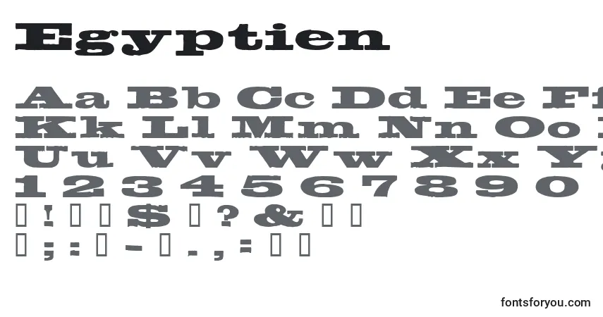 Czcionka Egyptien – alfabet, cyfry, specjalne znaki