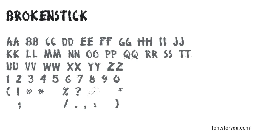 A fonte Brokenstick – alfabeto, números, caracteres especiais