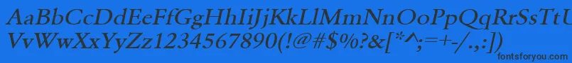 Шрифт UrwgaramondtmedextwidOblique – чёрные шрифты на синем фоне