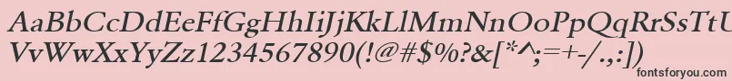 フォントUrwgaramondtmedextwidOblique – ピンクの背景に黒い文字