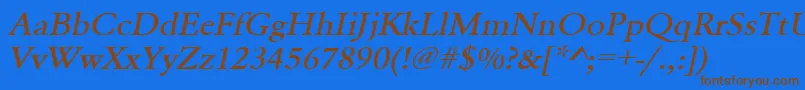 Шрифт UrwgaramondtmedextwidOblique – коричневые шрифты на синем фоне