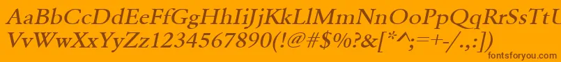 Шрифт UrwgaramondtmedextwidOblique – коричневые шрифты на оранжевом фоне