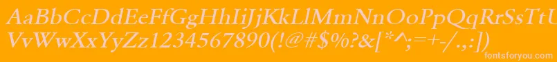 フォントUrwgaramondtmedextwidOblique – オレンジの背景にピンクのフォント