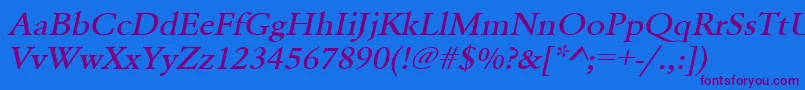 Police UrwgaramondtmedextwidOblique – polices violettes sur fond bleu