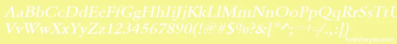 UrwgaramondtmedextwidOblique Font – White Fonts on Yellow Background