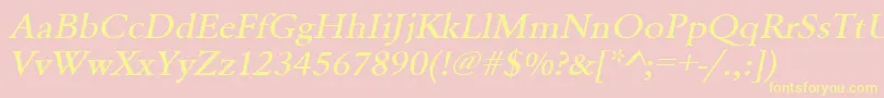 UrwgaramondtmedextwidOblique-Schriftart – Gelbe Schriften auf rosa Hintergrund