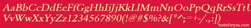 UrwgaramondtmedextwidOblique Font – Yellow Fonts on Red Background