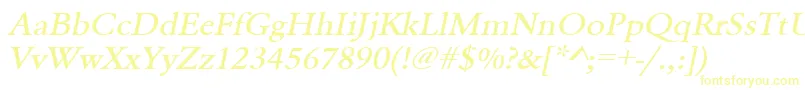 フォントUrwgaramondtmedextwidOblique – 黄色のフォント