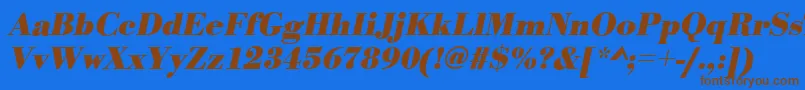 Czcionka BodonistdBolditalic – brązowe czcionki na niebieskim tle