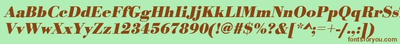 BodonistdBolditalic-Schriftart – Braune Schriften auf grünem Hintergrund