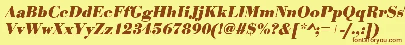 フォントBodonistdBolditalic – 茶色の文字が黄色の背景にあります。