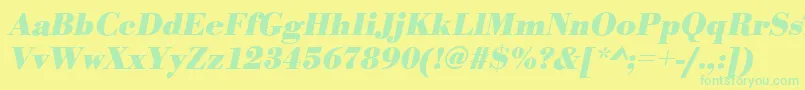 BodonistdBolditalic Font – Green Fonts on Yellow Background