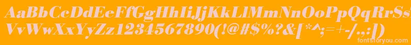 BodonistdBolditalic-fontti – vaaleanpunaiset fontit oranssilla taustalla