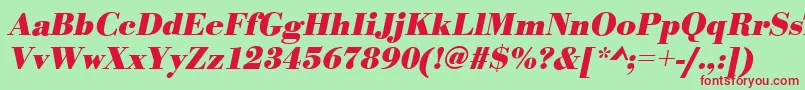 BodonistdBolditalic-fontti – punaiset fontit vihreällä taustalla