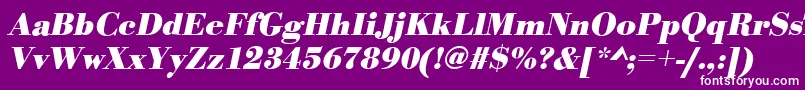 BodonistdBolditalic-fontti – valkoiset fontit violetilla taustalla