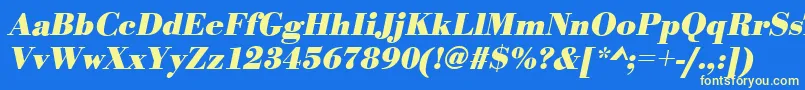 Czcionka BodonistdBolditalic – żółte czcionki na niebieskim tle