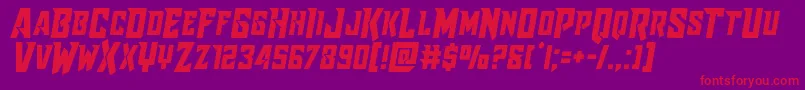 フォントRaidercrusadersemistraight – 紫の背景に赤い文字