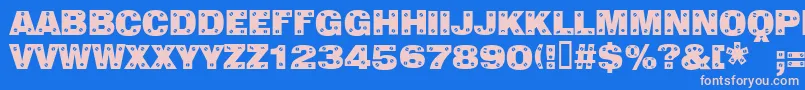 Sansplatecaps Font – Pink Fonts on Blue Background