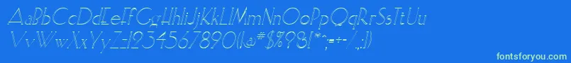 ElisiaopenfaceItalic-Schriftart – Grüne Schriften auf blauem Hintergrund