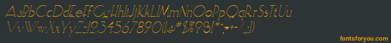 フォントElisiaopenfaceItalic – 黒い背景にオレンジの文字