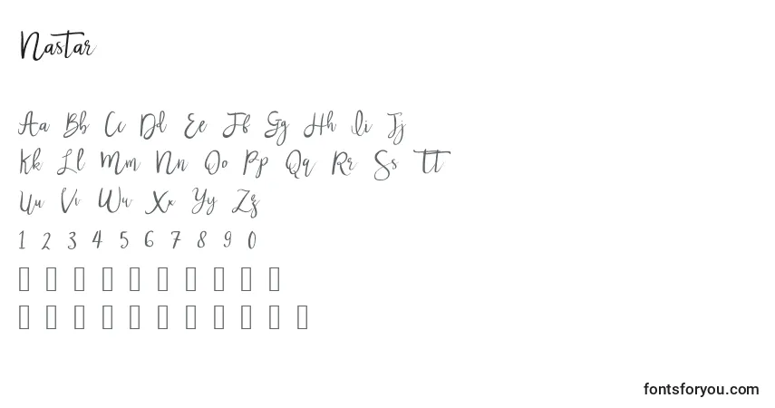 Nastar font – alphabet, numbers, special characters