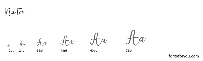 Nastar font sizes