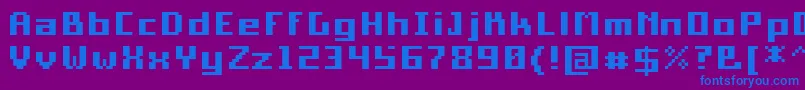 PixelSquareBold10-Schriftart – Blaue Schriften auf violettem Hintergrund