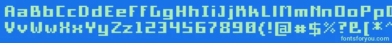 PixelSquareBold10 Font – Green Fonts on Blue Background