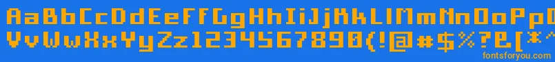 PixelSquareBold10 Font – Orange Fonts on Blue Background