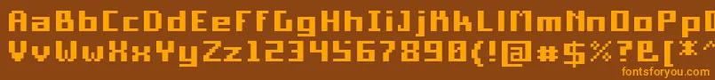 PixelSquareBold10 Font – Orange Fonts on Brown Background
