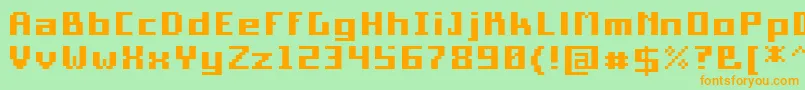 PixelSquareBold10 Font – Orange Fonts on Green Background