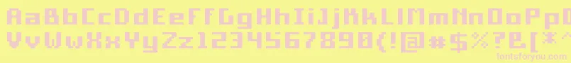 PixelSquareBold10-fontti – vaaleanpunaiset fontit keltaisella taustalla