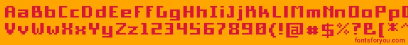 フォントPixelSquareBold10 – オレンジの背景に赤い文字