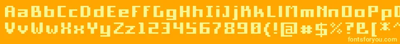 フォントPixelSquareBold10 – オレンジの背景に黄色の文字