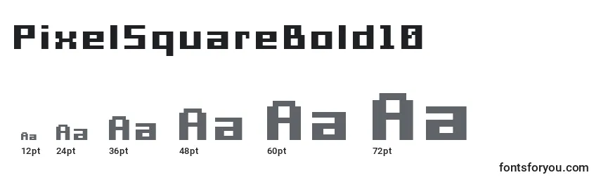 Größen der Schriftart PixelSquareBold10