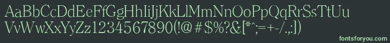 ClearfaceserialXlightRegular-fontti – vihreät fontit mustalla taustalla