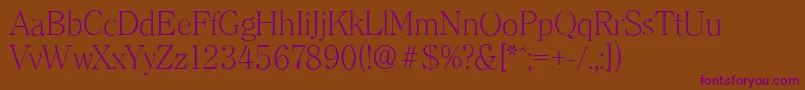 ClearfaceserialXlightRegular Font – Purple Fonts on Brown Background