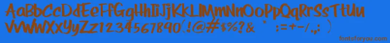 フォントRolinaBold – 茶色の文字が青い背景にあります。