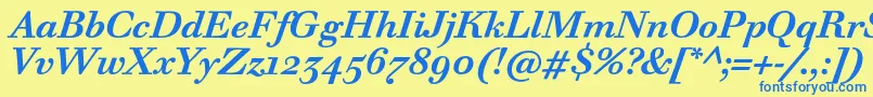 WalbaumTextProBoldItalic Font – Blue Fonts on Yellow Background