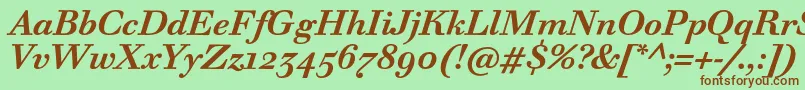 WalbaumTextProBoldItalic Font – Brown Fonts on Green Background