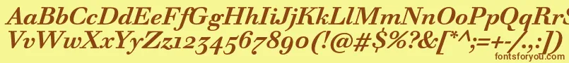 フォントWalbaumTextProBoldItalic – 茶色の文字が黄色の背景にあります。