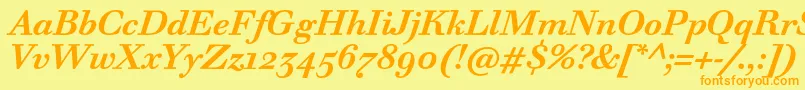 WalbaumTextProBoldItalic Font – Orange Fonts on Yellow Background