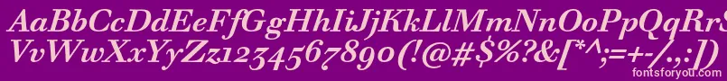 WalbaumTextProBoldItalic Font – Pink Fonts on Purple Background