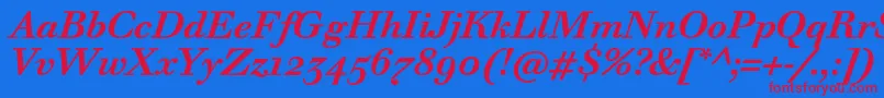 WalbaumTextProBoldItalic Font – Red Fonts on Blue Background