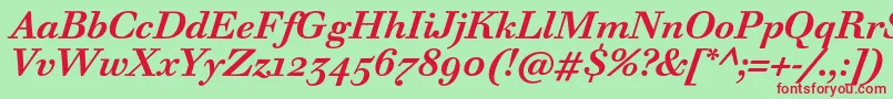 WalbaumTextProBoldItalic Font – Red Fonts on Green Background