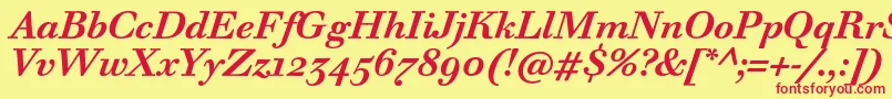 WalbaumTextProBoldItalic Font – Red Fonts on Yellow Background