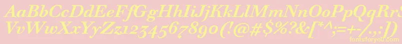 WalbaumTextProBoldItalic Font – Yellow Fonts on Pink Background