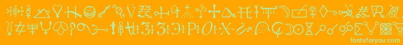 Alchemyc Font – Green Fonts on Orange Background
