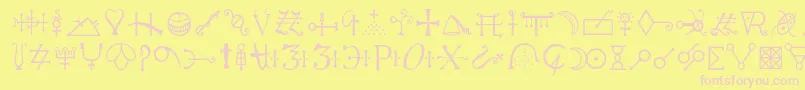 Alchemyc Font – Pink Fonts on Yellow Background