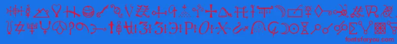 Police Alchemyc – polices rouges sur fond bleu